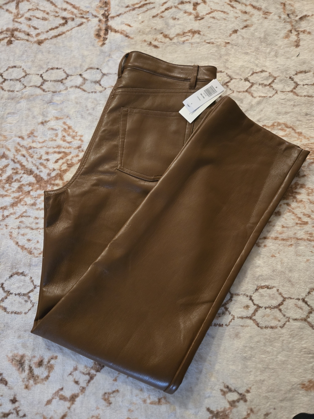 Wilfred by Aritzia The Melina Pant Vegan Leather Patina Brown Size 6 NWT - Picture 9 of 11